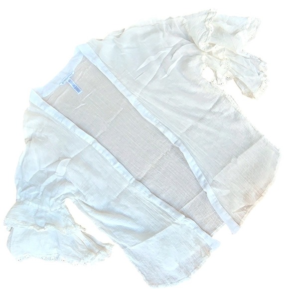 BCBG Other - BCBG Swim Coverup open front cotton flowy lace detail sheer cream‎ OS M L XL
